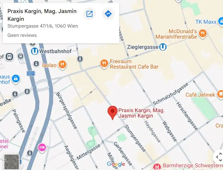 Plan Praxis für Psychotherapie und Psychoanalyse in der Stumpergasse 47 in 1060 Wien Mariahilf